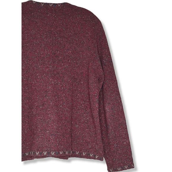 Woolrich Red Jacket Wool Tweed Knit Ruby and Gray LS Button Front Pockets Vintag - Picture 5 of 9